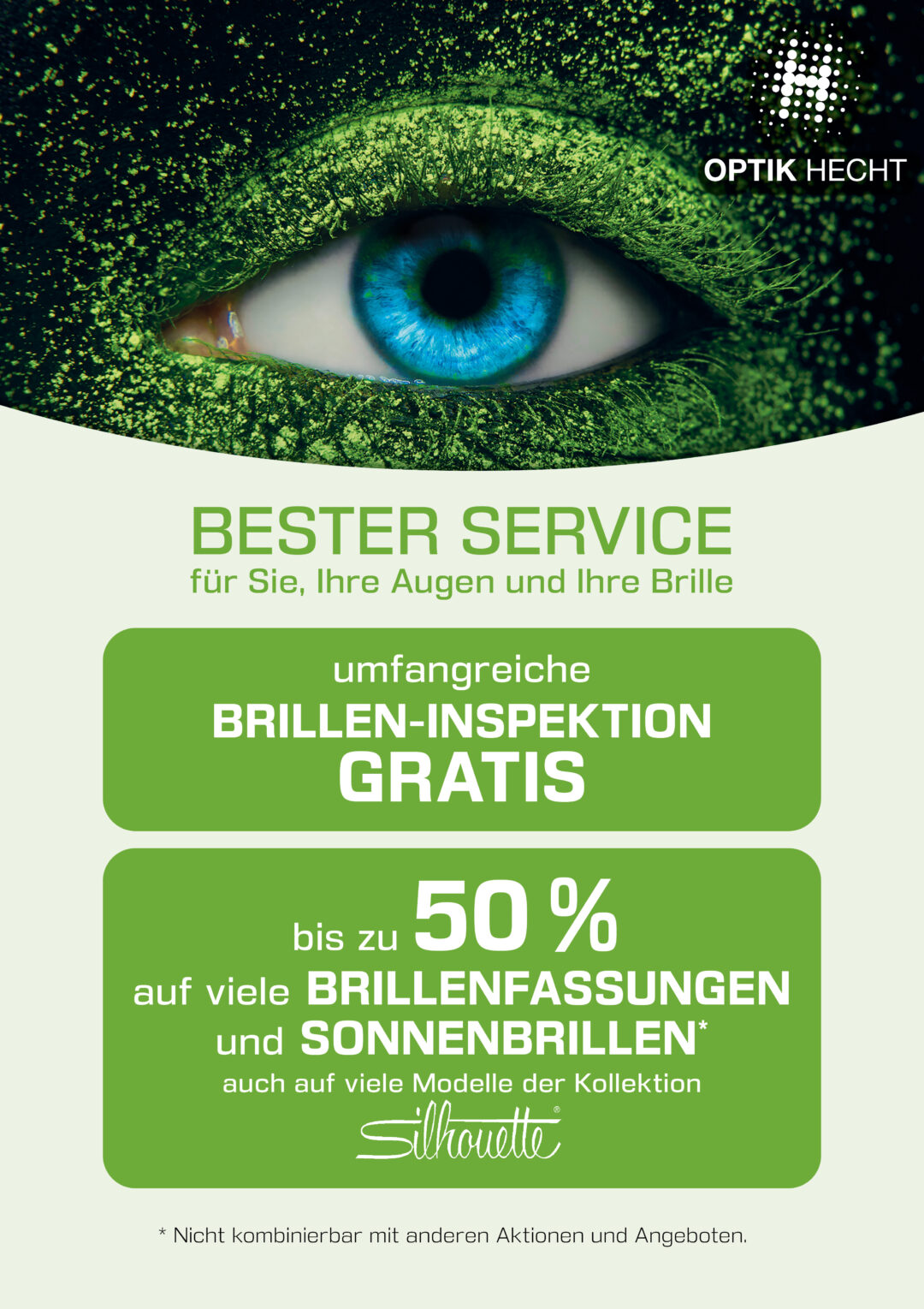 Frühjahrs-Aktion: Gratis Brillen-Inspektion & bis zu 50 % auf Fassungen und Sonnenbrillen
